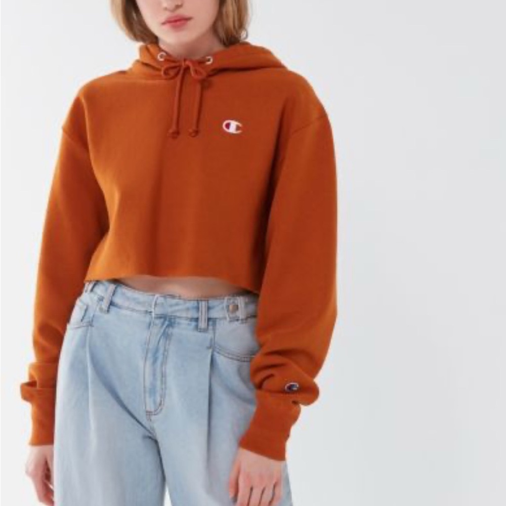 Champion Orange Cropped Boxy Hoodie